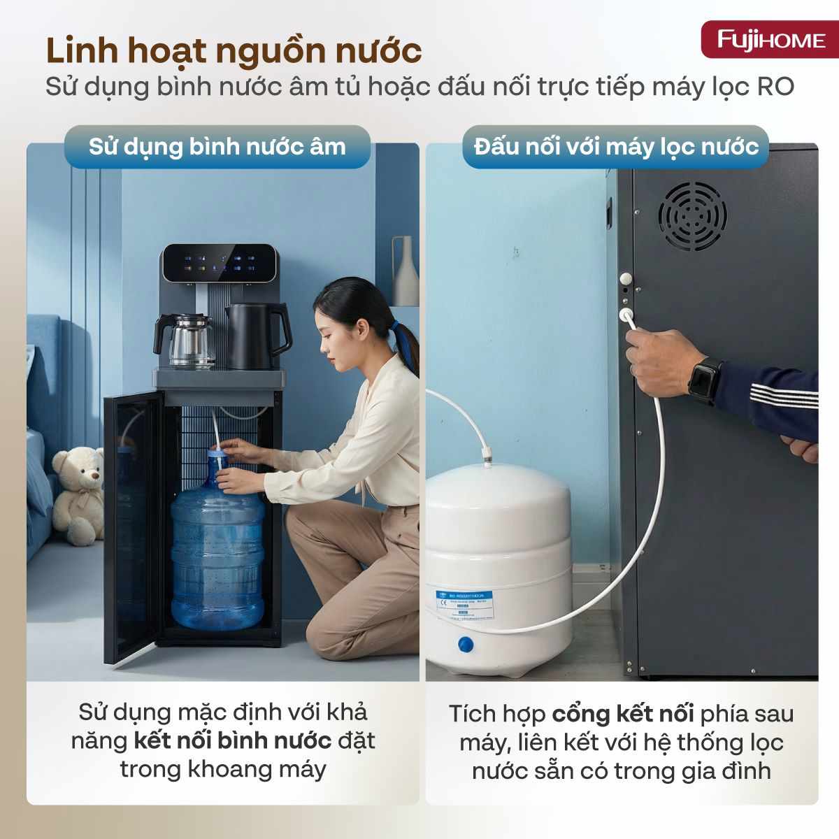 cây nước nóng lạnh kết hợp bàn trà Fujihome TB243AN